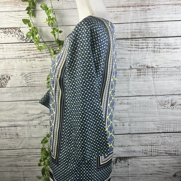 The Limited Dress Extra Small Blue Yellow Boho Straight Sheath Knee Career Slim - Picture 9 of 12